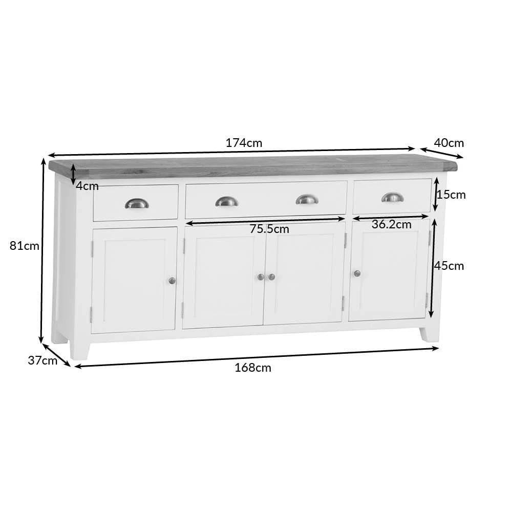 Hampshire Grey Painted Oak 4 Door Extra Large Sideboard 15 Hampshire Grey Painted Oak 4 Door Extra Large Sideboard - Image 15