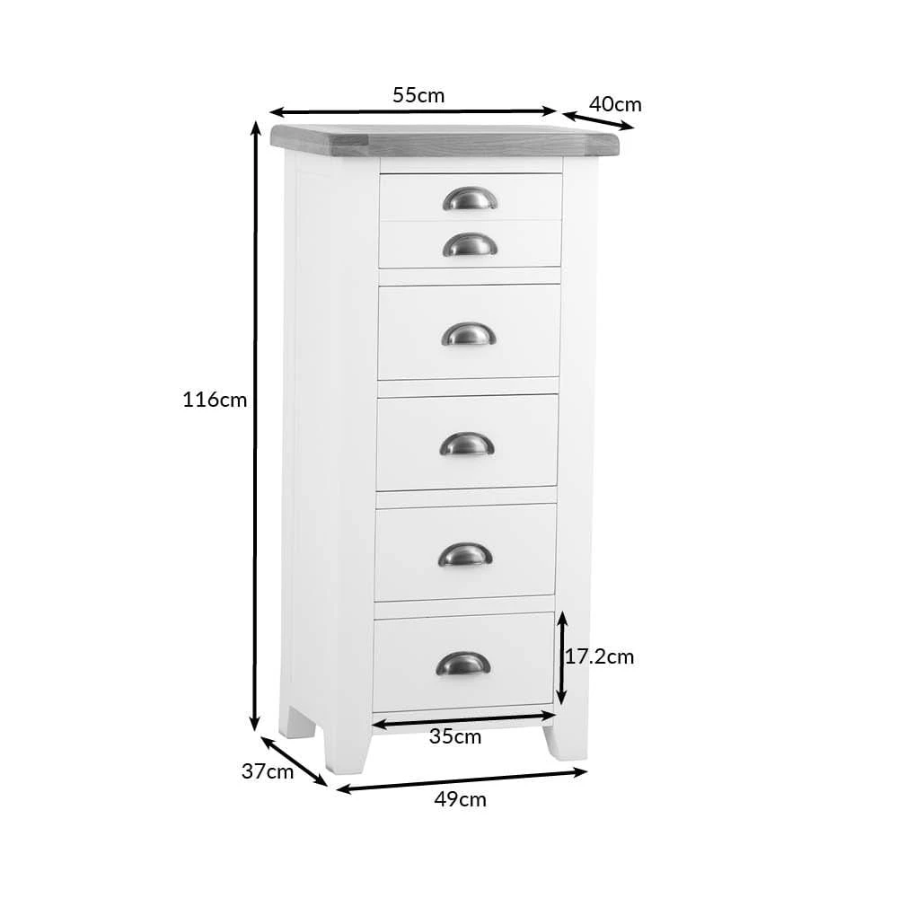 Hampshire Blue Painted Oak 5 Drawer Tallboy 10 Hampshire Blue Painted Oak 5 Drawer Tallboy - Image 10