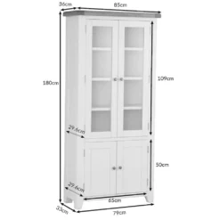 Hampshire Grey Painted Oak Glass Display Cabinet -Furniture Specialty Store hampshiredisdimensions 3