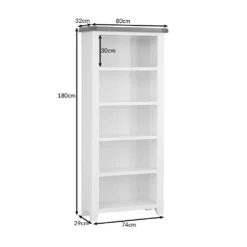 Hampshire Blue Painted Oak Large Bookcase -Furniture Specialty Store hampshirelbcdimensions 1