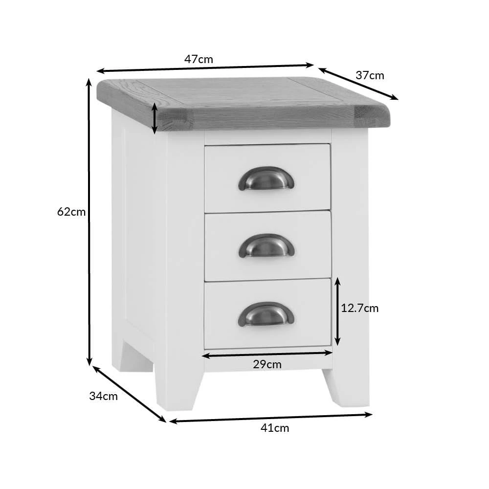 Hampshire Ivory Painted Oak Large 3 Drawer Bedside Table 11 Hampshire Ivory Painted Oak Large 3 Drawer Bedside Table - Image 11