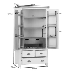 Hampshire Grey Painted Oak Large Larder Unit -Furniture Specialty Store hampshirelludimensions 2