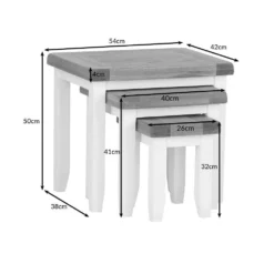 Hampshire Grey Painted Oak Nest Of 3 Tables -Furniture Specialty Store hampshiren3tdimensions 3