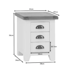 Hampshire Ivory Painted Oak Small 3 Drawer Bedside Table -Furniture Specialty Store hampshiresbscdimensions