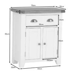 Hampshire Ivory Painted Oak 2 Door Mini Sideboard -Furniture Specialty Store hampshiresmsdimensions