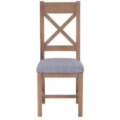 Wessex Smoked Oak Cross Back Dining Chair With Grey Check Seat -Furniture Specialty Store ho cbcf g11