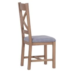 Wessex Smoked Oak Cross Back Dining Chair With Grey Check Seat -Furniture Specialty Store ho cbcf g2