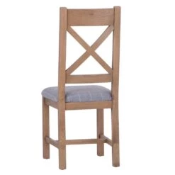 Wessex Smoked Oak Cross Back Dining Chair With Grey Check Seat -Furniture Specialty Store ho cbcf g3