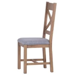 Wessex Smoked Oak Cross Back Dining Chair With Grey Check Seat -Furniture Specialty Store ho cbcf g4