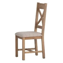 Wessex Smoked Oak Cross Back Dining Chair With Natural Check Seat -Furniture Specialty Store ho cbcf n 4