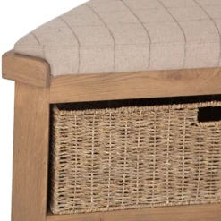 Wessex Smoked Oak Corner Hall Bench With Wicker Basket -Furniture Specialty Store ho chb co2