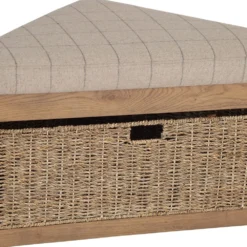 Wessex Smoked Oak Corner Hall Bench With Wicker Basket -Furniture Specialty Store ho chb co3