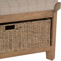 Wessex Smoked Oak Corner Hall Bench With Wicker Basket -Furniture Specialty Store ho chb co4