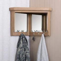 Wessex Smoked Oak Corner Mirrored Coat Rack