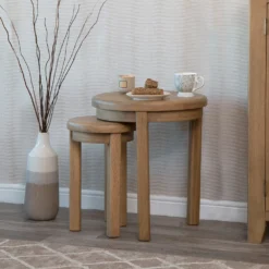 Wessex Smoked Oak Round Nest Of Tables