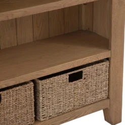 Wessex Smoked Oak Small Bookcase With Wicker Baskets 19 Wessex Smoked Oak Small Bookcase With Wicker Baskets -Furniture Specialty Store ho sbc 10
