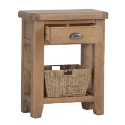 Wessex Smoked Oak Telephone Table With Wicker Basket -Furniture Specialty Store ho tel 2