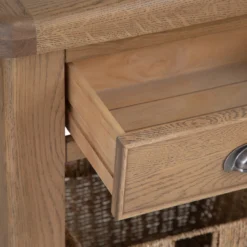 Wessex Smoked Oak Telephone Table With Wicker Basket -Furniture Specialty Store ho tel 6