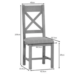 Wessex Smoked Oak Cross Back Dining Chair With Grey Check Seat -Furniture Specialty Store hocbcf