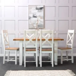 Hampshire White Painted Oak Small Extending Dining Table