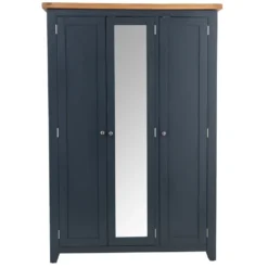 Hampshire Blue Painted Oak Triple Wardrobe With Mirror -Furniture Specialty Store hp twr b 14