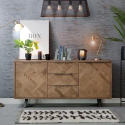 Industrial Oak Large 2 Door 3 Drawer Sideboard