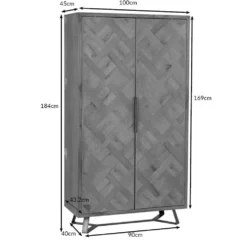 Industrial Oak Extra Large Tall Drinks Cabinet -Furniture Specialty Store ib wc