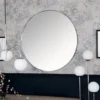 Milan Chrome & Oak Round Wall Mirror 100 X 100cm