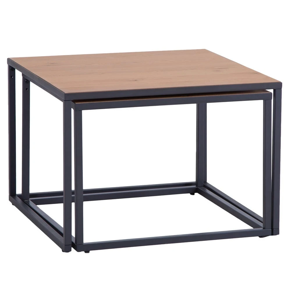 Urban Industrial Oak Square Large Nest Of Tables 3 Urban Industrial Oak Square Large Nest Of Tables - Image 3