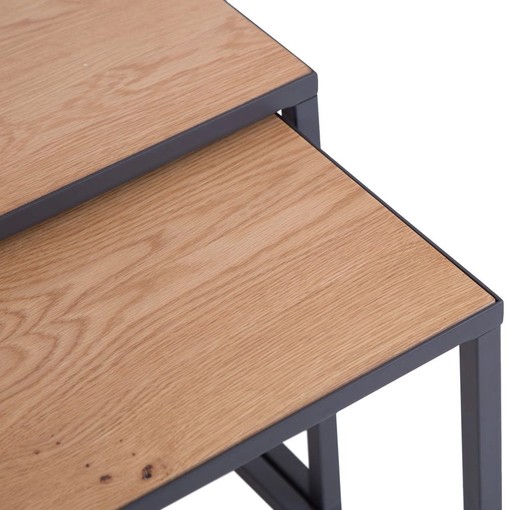 Urban Industrial Oak Square Large Nest Of Tables 4 Urban Industrial Oak Square Large Nest Of Tables - Image 4