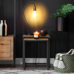 Urban Industrial Oak Nest Of 2 Tables