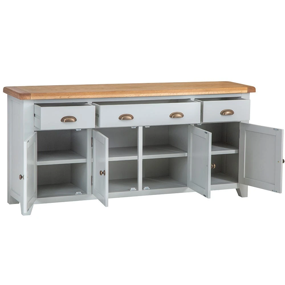 Hampshire Grey Painted Oak 4 Door Extra Large Sideboard 3 Hampshire Grey Painted Oak 4 Door Extra Large Sideboard - Image 3