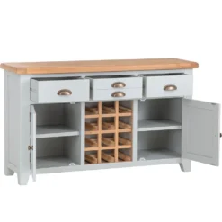 Hampshire Grey Painted Oak Large Sideboard Wine Rack -Furniture Specialty Store img 0699
