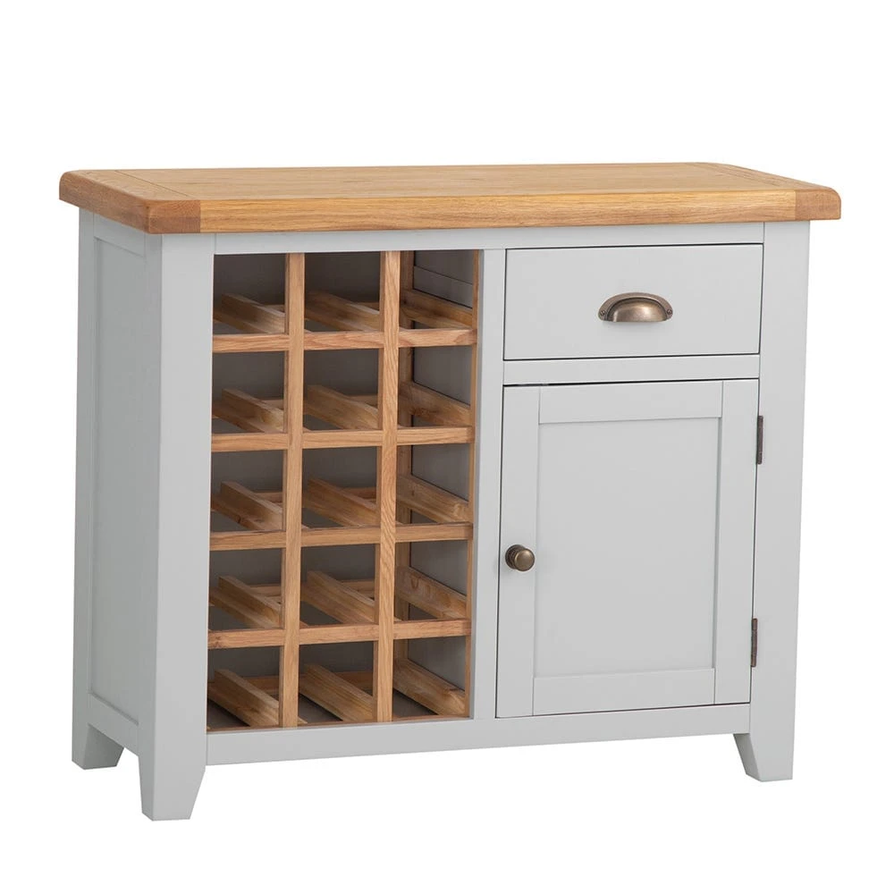Hampshire Grey Painted Oak Small Sideboard Wine Rack 2 Hampshire Grey Painted Oak Small Sideboard Wine Rack - Image 2