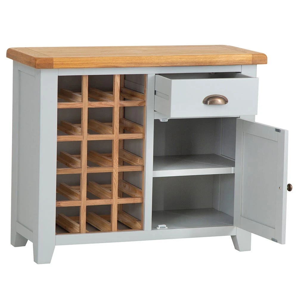 Hampshire Grey Painted Oak Small Sideboard Wine Rack 3 Hampshire Grey Painted Oak Small Sideboard Wine Rack - Image 3
