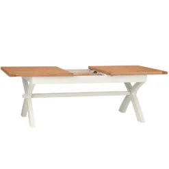 Hampshire Ivory Painted Oak 1.8m Cross Leg Extending Dining Table -Furniture Specialty Store img 0949