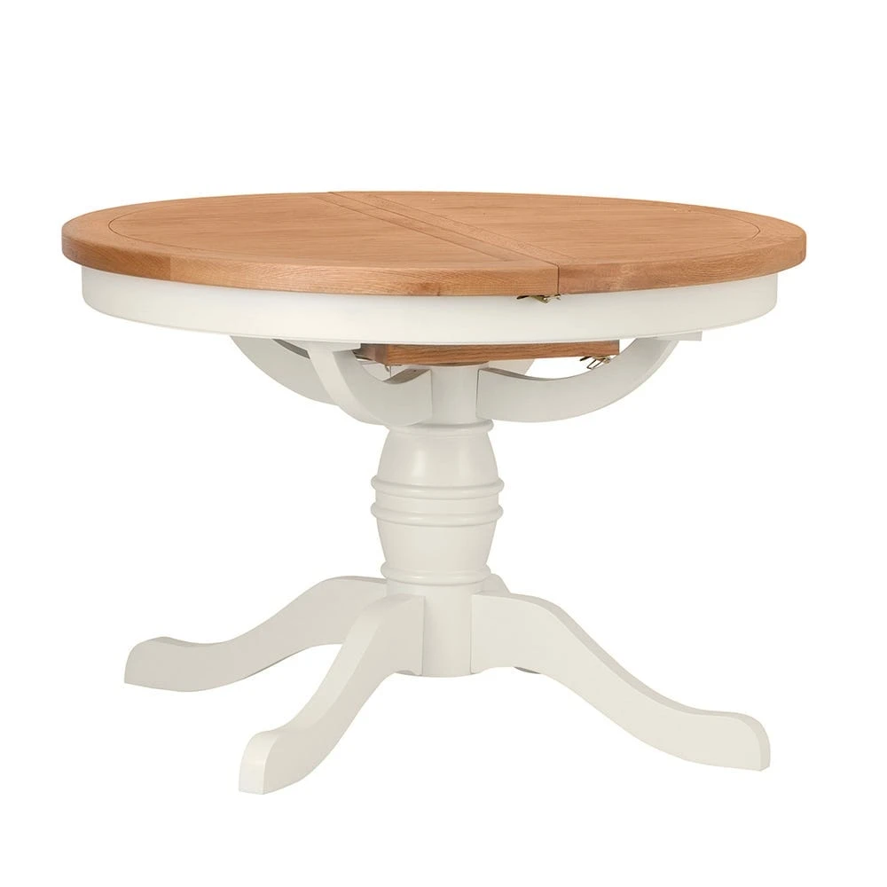 Hampshire Ivory Painted Oak Round Pedestal Extending Dining Table 2 Hampshire Ivory Painted Oak Round Pedestal Extending Dining Table - Image 2
