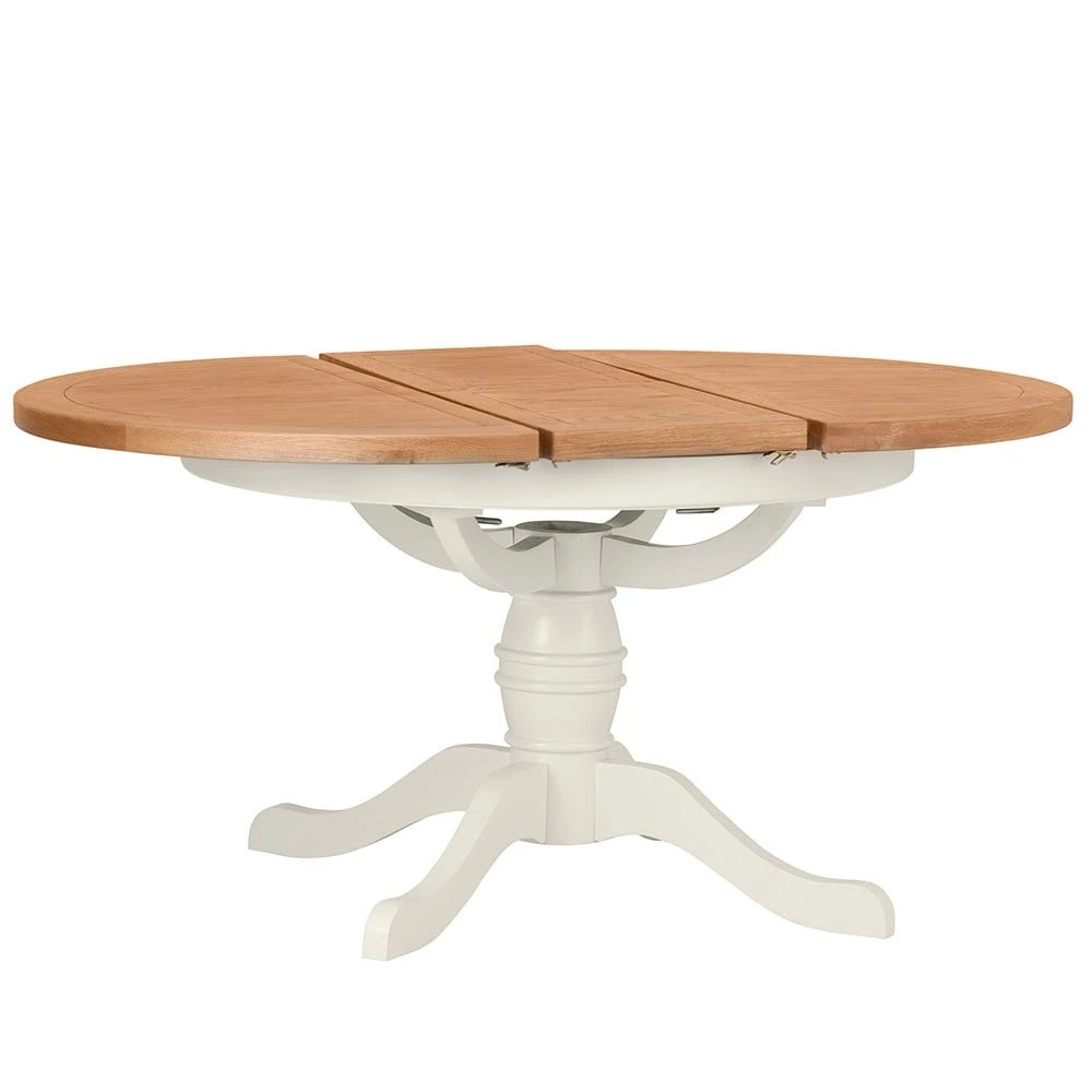 Hampshire Ivory Painted Oak Round Pedestal Extending Dining Table 14 Hampshire Ivory Painted Oak Round Pedestal Extending Dining Table - Image 14