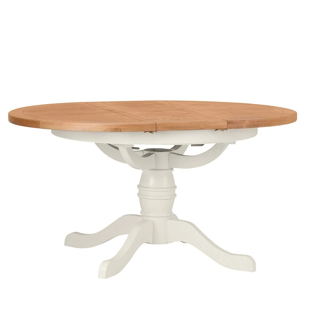 Hampshire Ivory Painted Oak Round Pedestal Extending Dining Table 3 Hampshire Ivory Painted Oak Round Pedestal Extending Dining Table - Image 3