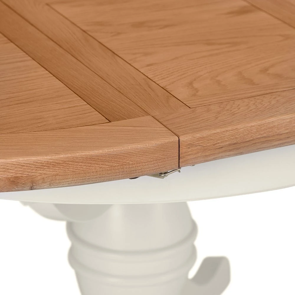 Hampshire Ivory Painted Oak Round Pedestal Extending Dining Table 7 Hampshire Ivory Painted Oak Round Pedestal Extending Dining Table - Image 7