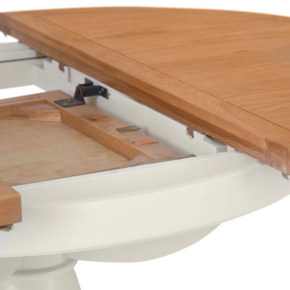 Hampshire Ivory Painted Oak Round Pedestal Extending Dining Table 5 Hampshire Ivory Painted Oak Round Pedestal Extending Dining Table - Image 5