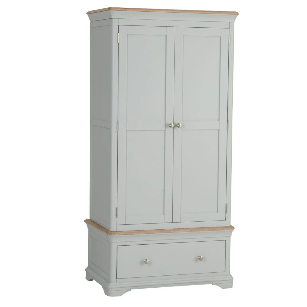 Ashbourne Grey Painted 2 Door Wardrobe With Drawer 2 Ashbourne Grey Painted 2 Door Wardrobe With Drawer - Image 2