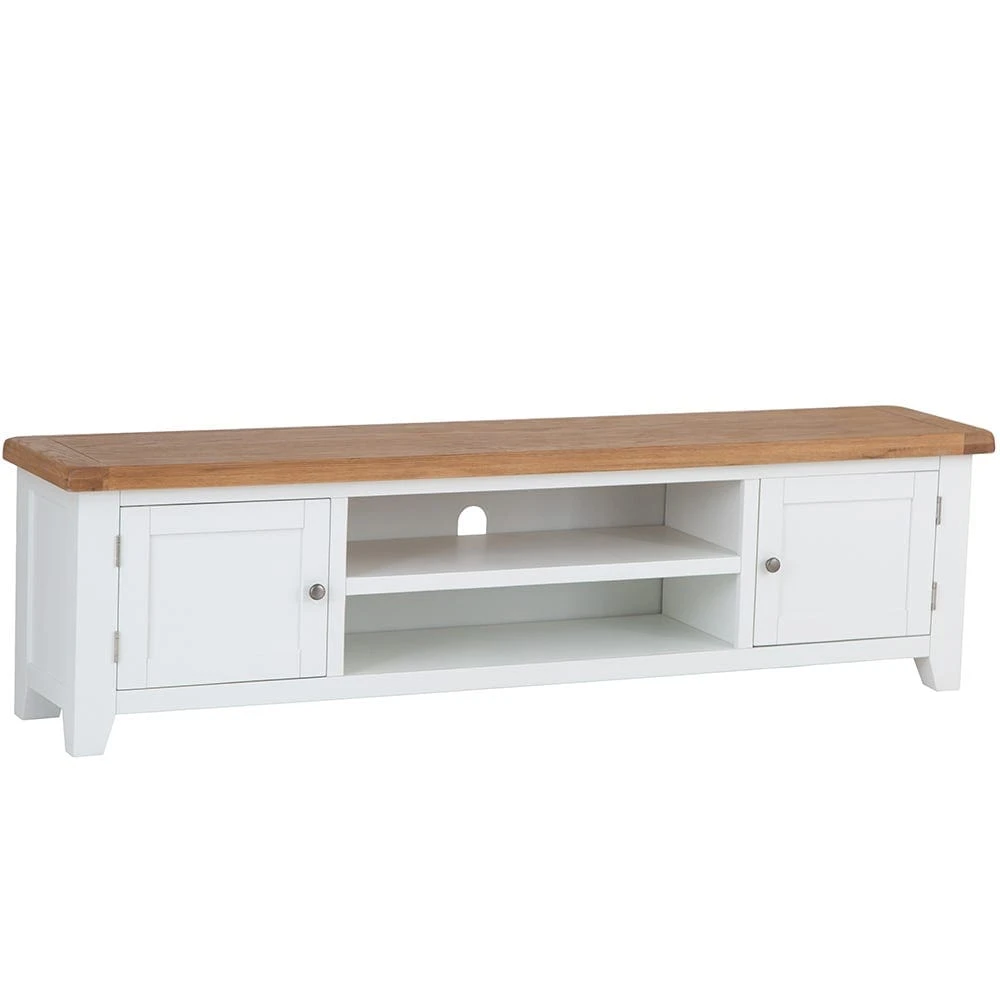 Hampshire White Painted Oak Extra Large TV Unit 2 Hampshire White Painted Oak Extra Large TV Unit - Image 2