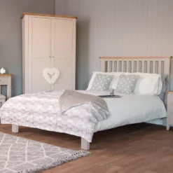 Chester Stone Painted Oak Double Bed Frame