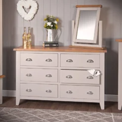 Chester Stone Painted Oak Chest Of 6 Drawers