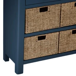 Rutland Blue Painted Oak 3 Drawer 6 Wicker Basket Cabinet -Furniture Specialty Store img 7191
