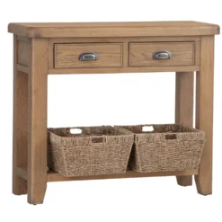Wessex Smoked Oak Console Table With Wicker Baskets 21 Wessex Smoked Oak Console Table With Wicker Baskets -Furniture Specialty Store img 7769