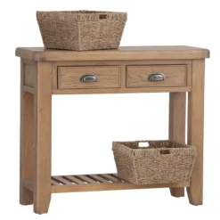 Wessex Smoked Oak Console Table With Wicker Baskets 19 Wessex Smoked Oak Console Table With Wicker Baskets -Furniture Specialty Store img 7770