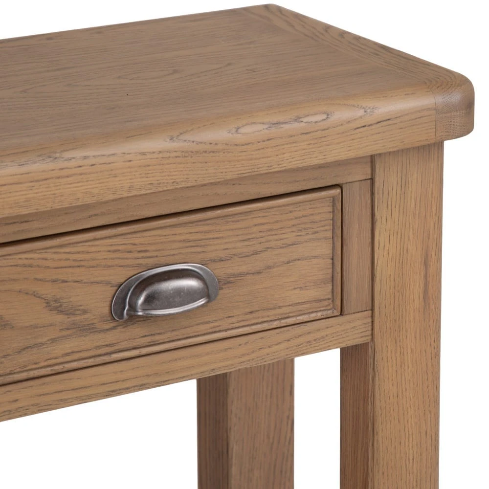 Wessex Smoked Oak Console Table With Wicker Baskets 11 Wessex Smoked Oak Console Table With Wicker Baskets - Image 11