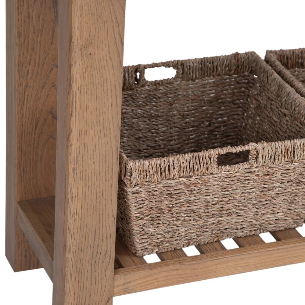 Wessex Smoked Oak Console Table With Wicker Baskets 10 Wessex Smoked Oak Console Table With Wicker Baskets - Image 10